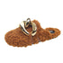 Fur Sandals Autumn Women Furry Wool Mule Slippers With Metal Chain